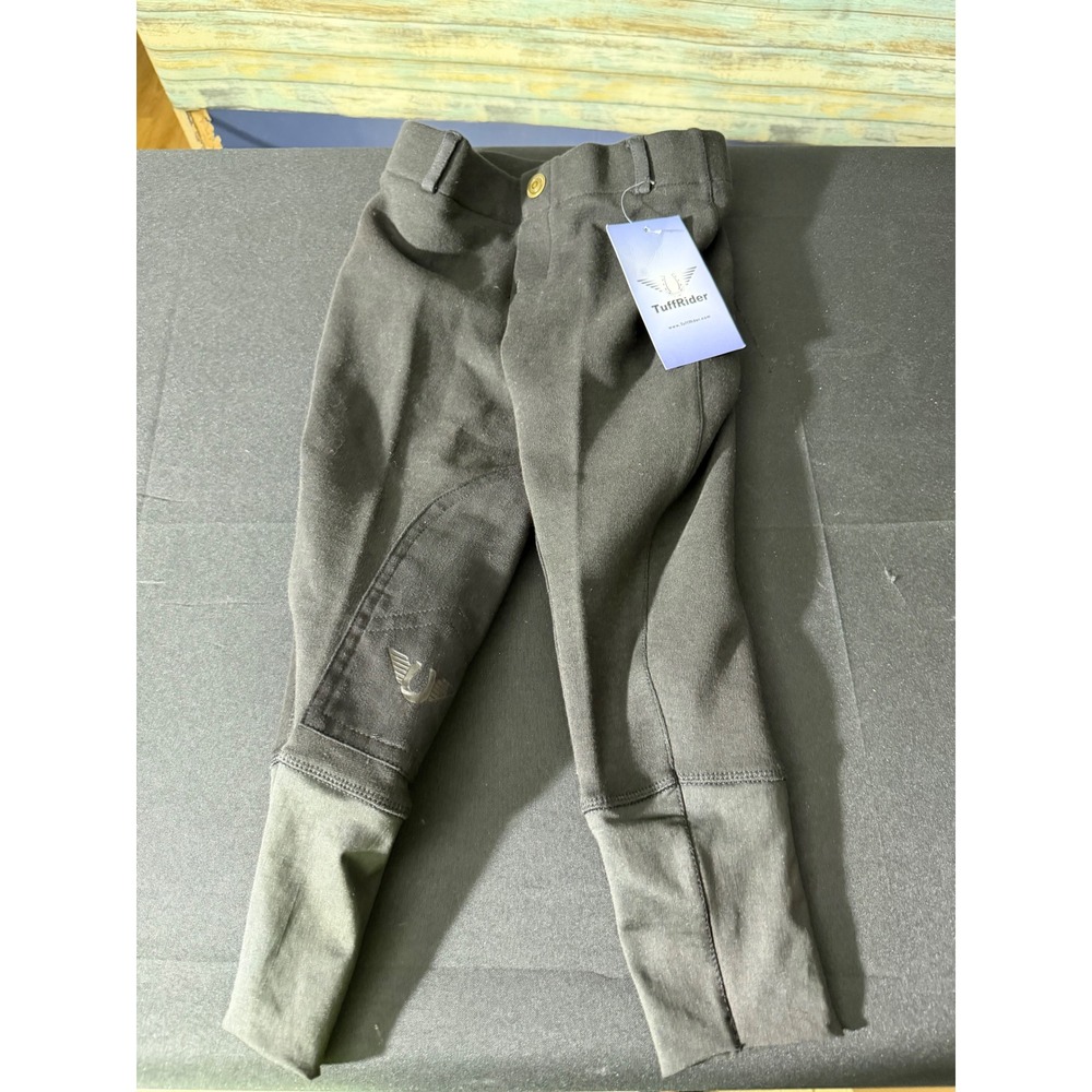 TuffRider Childrens Starter Lowrise Pull-On Knee Patch Breeches 6 Black NEW